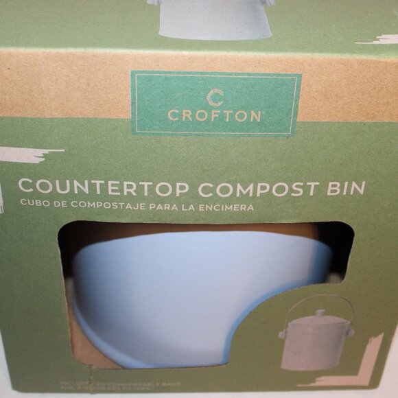 Crofton Other - Crofton Blue Heavy Stoneware Countertop Compost Bin w/Lid and Handle New in Box